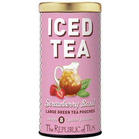 The Republic of Tea Strawberry Basil Green Tea pack for a bright, refreshing brew.