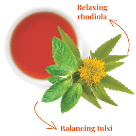 SuperAdapt ingredients include tulsi, hibiscus, and rhodiola for balanced aroma.