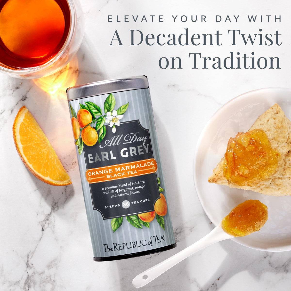 The Republic of Tea tea bags closeup showcases premium ingredients and natural flavors.