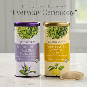 The Republic of Tea unbleached round tea bags enable clean brewing.