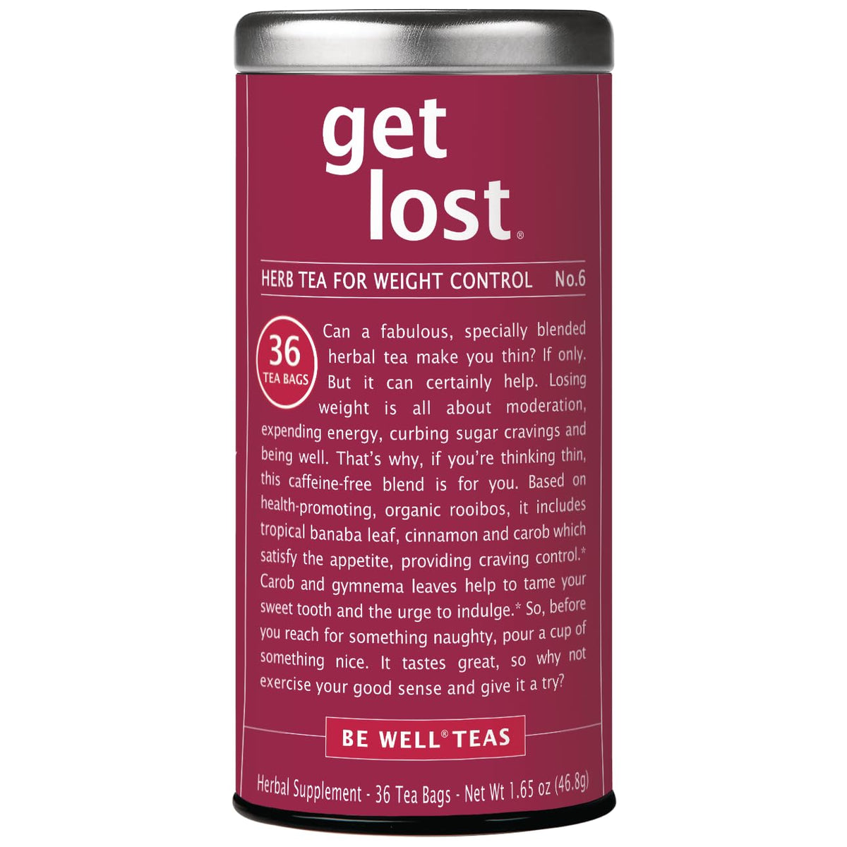 The Republic of Tea Weight Control Herbal Tea front-pack 36 bags for a convenient daily routine.