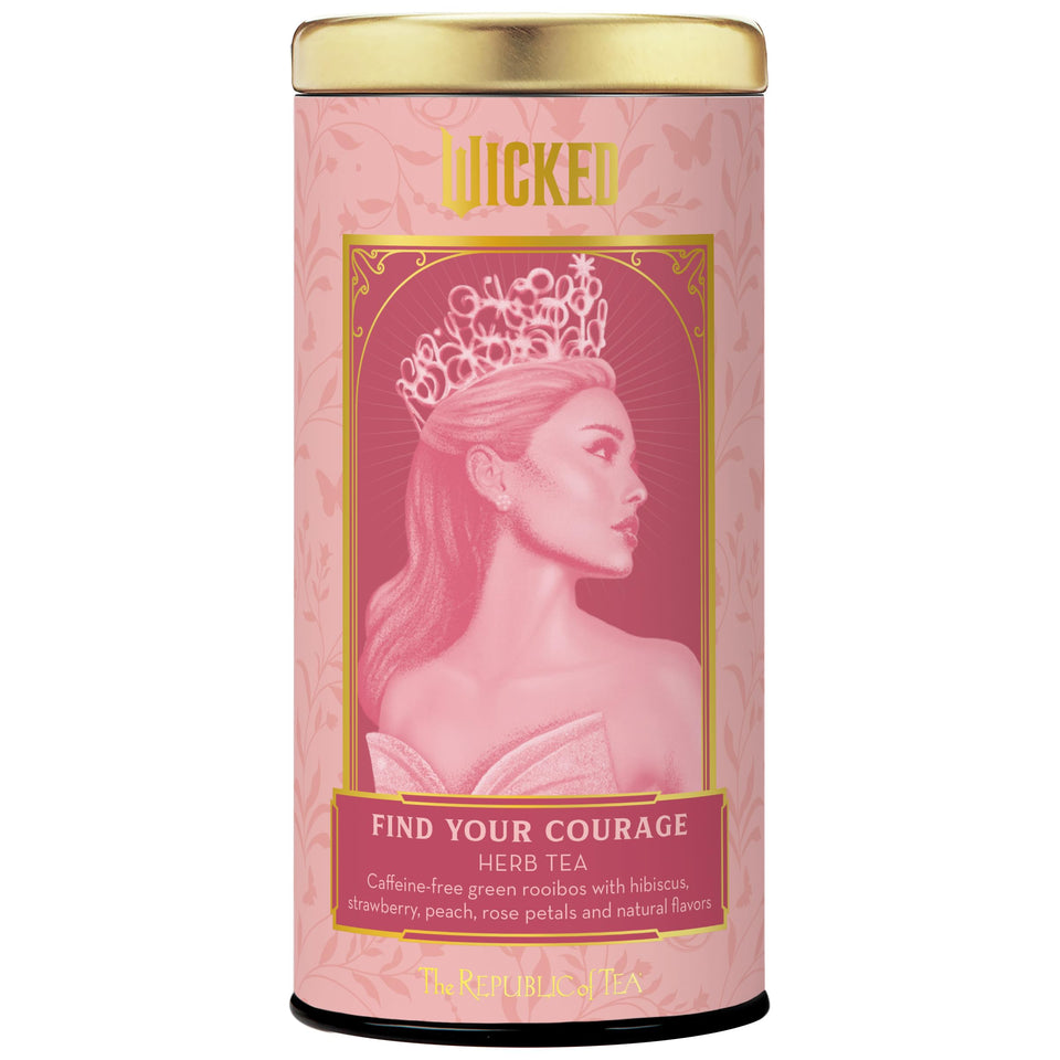The Republic of Tea Wicked Find Your Courage tea bags ready to steep for a soothing ritual.