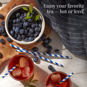The Republic of Tea Wild Blueberry Tea pack-shot highlights the tin and 50-count bag format.