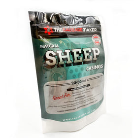 The Sausage Maker home-pack natural sheep casings ready for stuffing and smoky flavor.