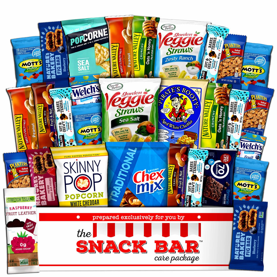 The Snack Bar healthy snack care package 30-count box with a diverse snack selection for busy offices.