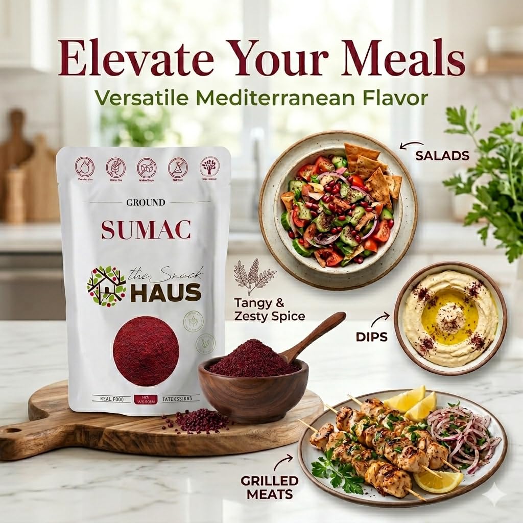 The Snack Haus Ground Sumac in a salad bowl adding bright lemony tang.