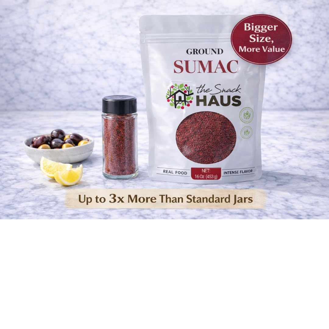 The Snack Haus sumac jar beside grilled vegetables dish.