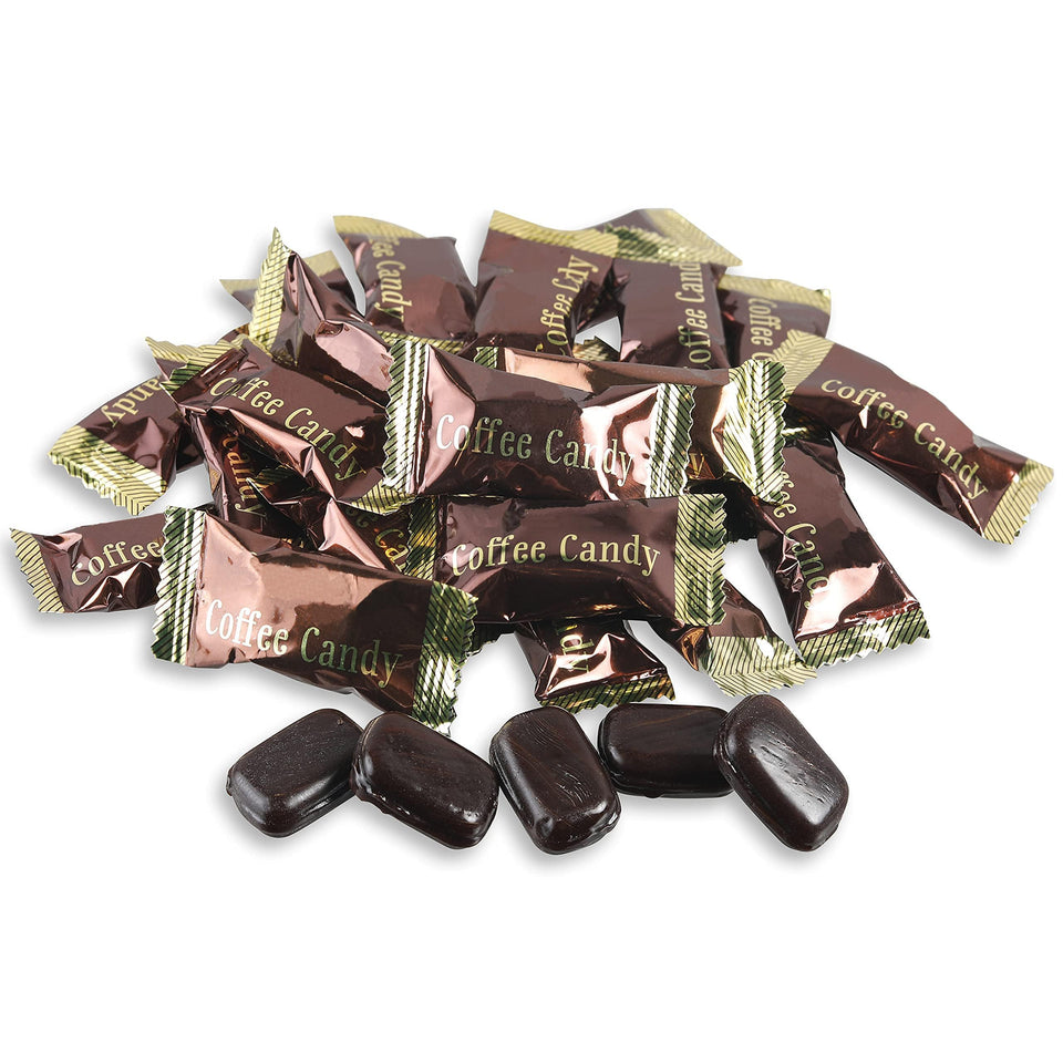 The Snackery dark coffee candy in a 1lb bag offers fresh flavor on the go.