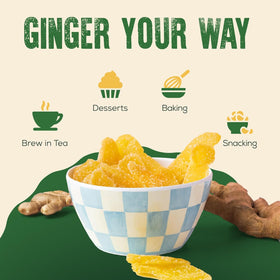 The Snackery ginger slices ready for cooking or baking, adding tang.