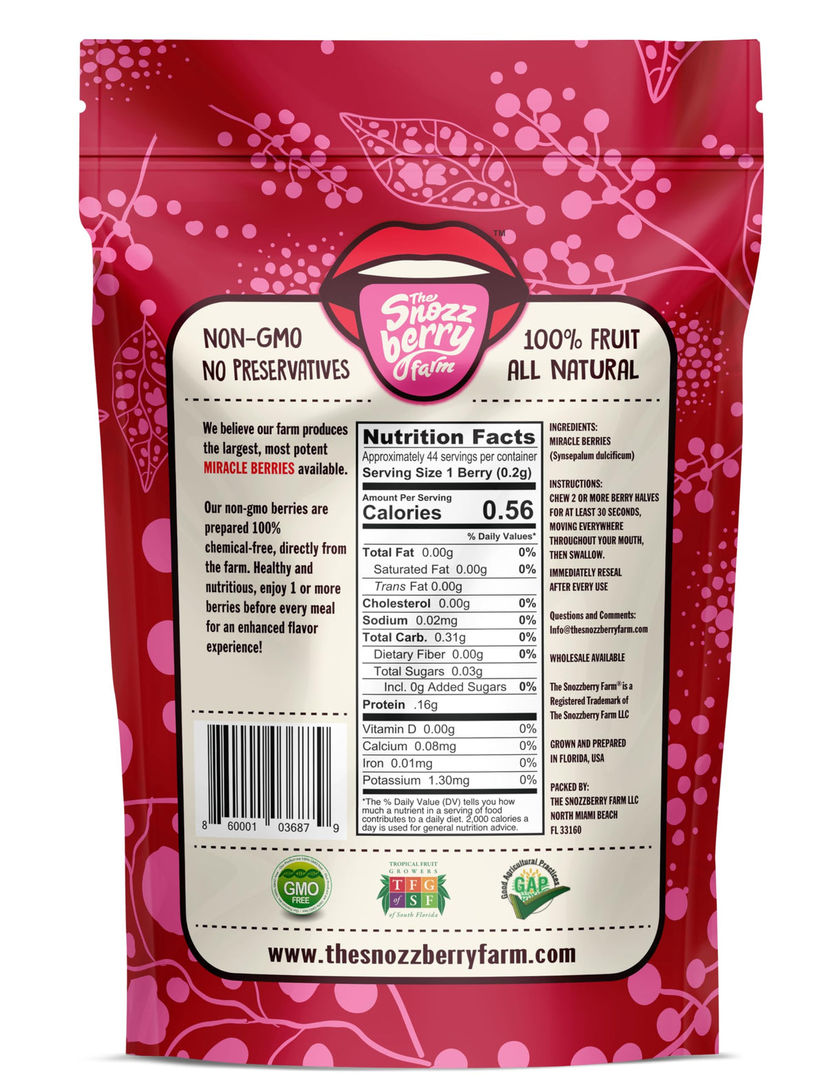 The Snozzberry Farm Freeze-dried berries ideal for on-the-go snacking.