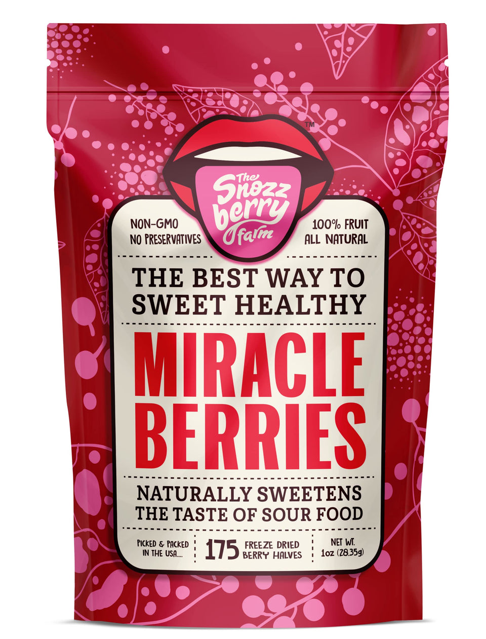 The Snozzberry Farm Miracle Berries Halves for sour-to-sweet flavor experiences.