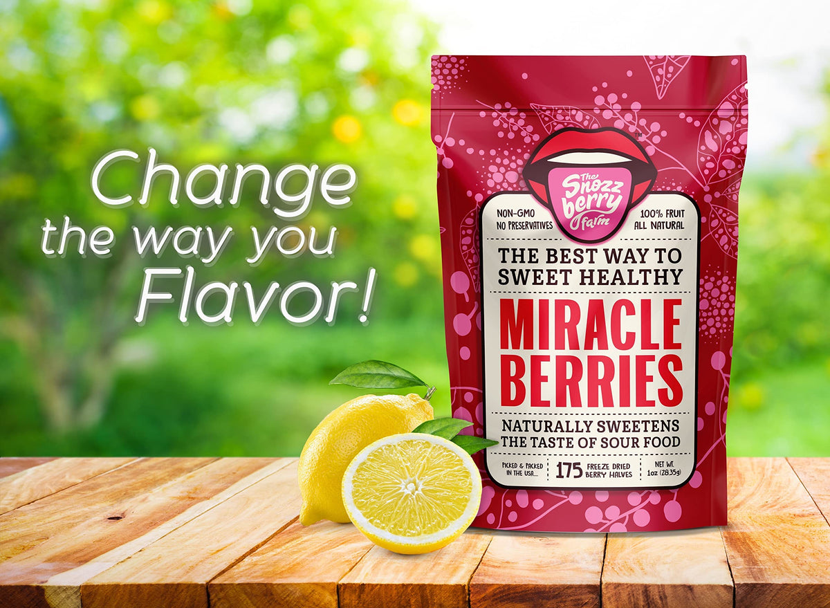 The Snozzberry Farm USA-grown miracle berries support fresh flavor experiments.