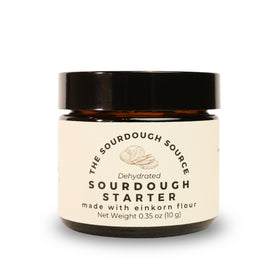The Sourdough Source Einkorn Dehydrated Starter jar for a flavorful artisan bread rise