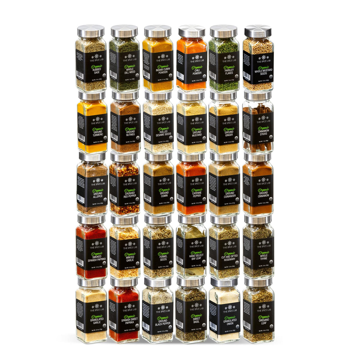 The Spice Lab complete spice set: 30 jars, ideal starter kit for diverse recipes.