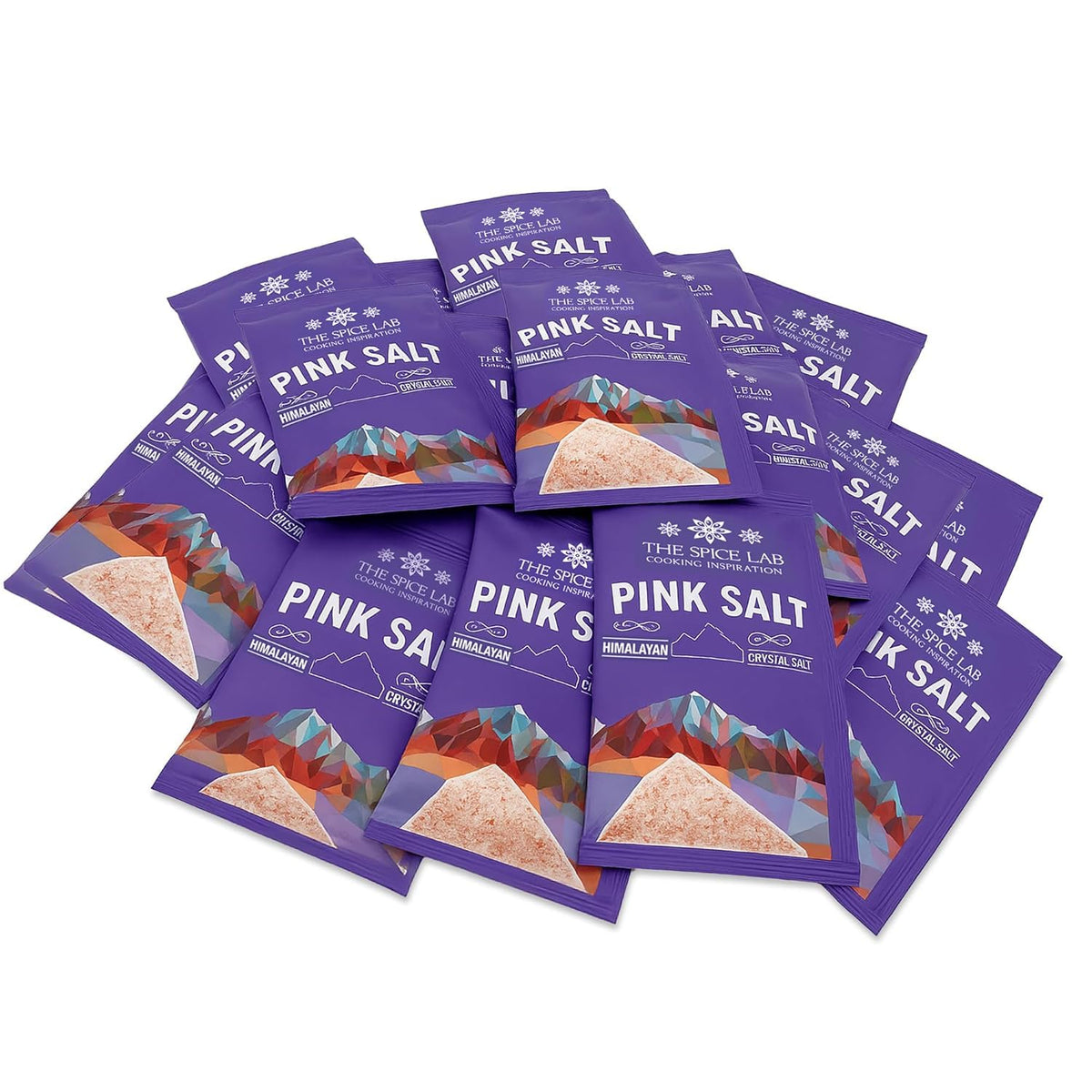 The Spice Lab Himalayan pink salt 100-packets packaging for easy restocking.