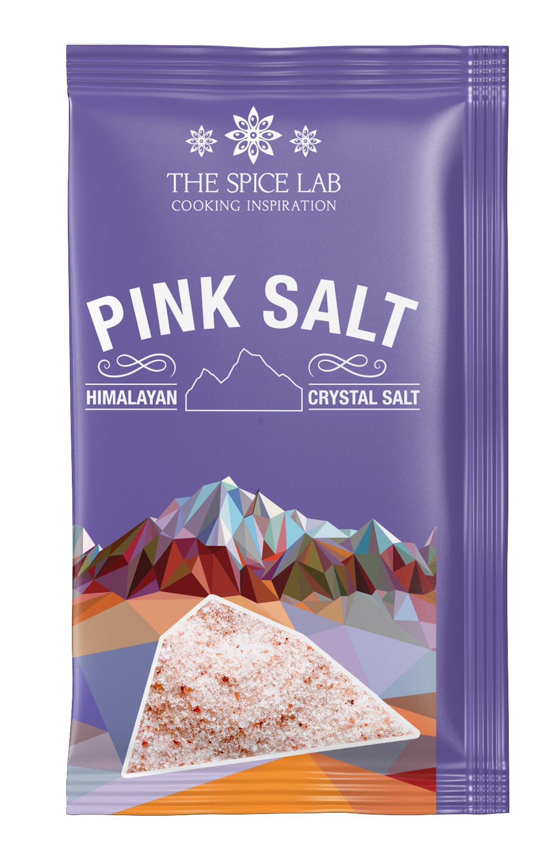 The Spice Lab Himalayan pink salt grinder refill with adjustable grain size.