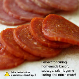 The Spice Lab jerky and bacon curing setup using pink salt for flavor and color