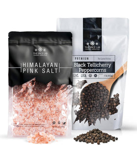 The Spice Lab pink Himalayan salt packaging signals premium quality for gifting.