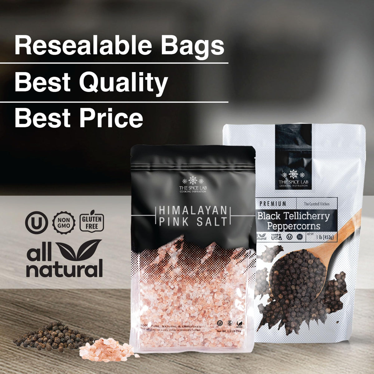 Resealable bags preserve freshness for long-lasting spice aroma.