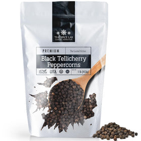 The Spice Lab Tellicherry peppercorns in bag reveal rich aroma for gourmet cooking