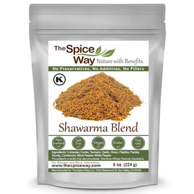 The Spice Way Shawarma Blend bottle ideal for grilling chicken or lamb.