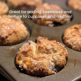 The Sugar Lab confectioners extra coarse sugar close-up texture, ideal for baking toppings.