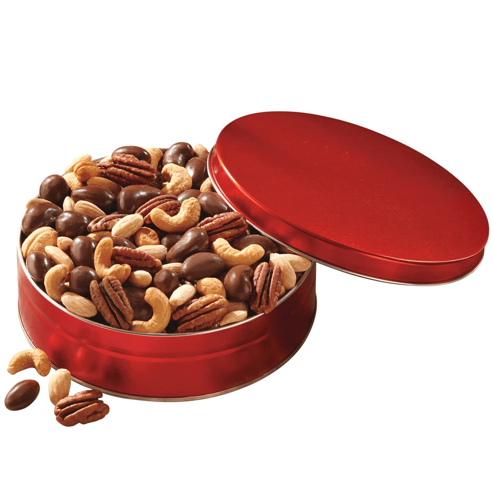 The Swiss Colony Premium Nut Assortment roasted-salted cashews provide a crunchy savory bite.