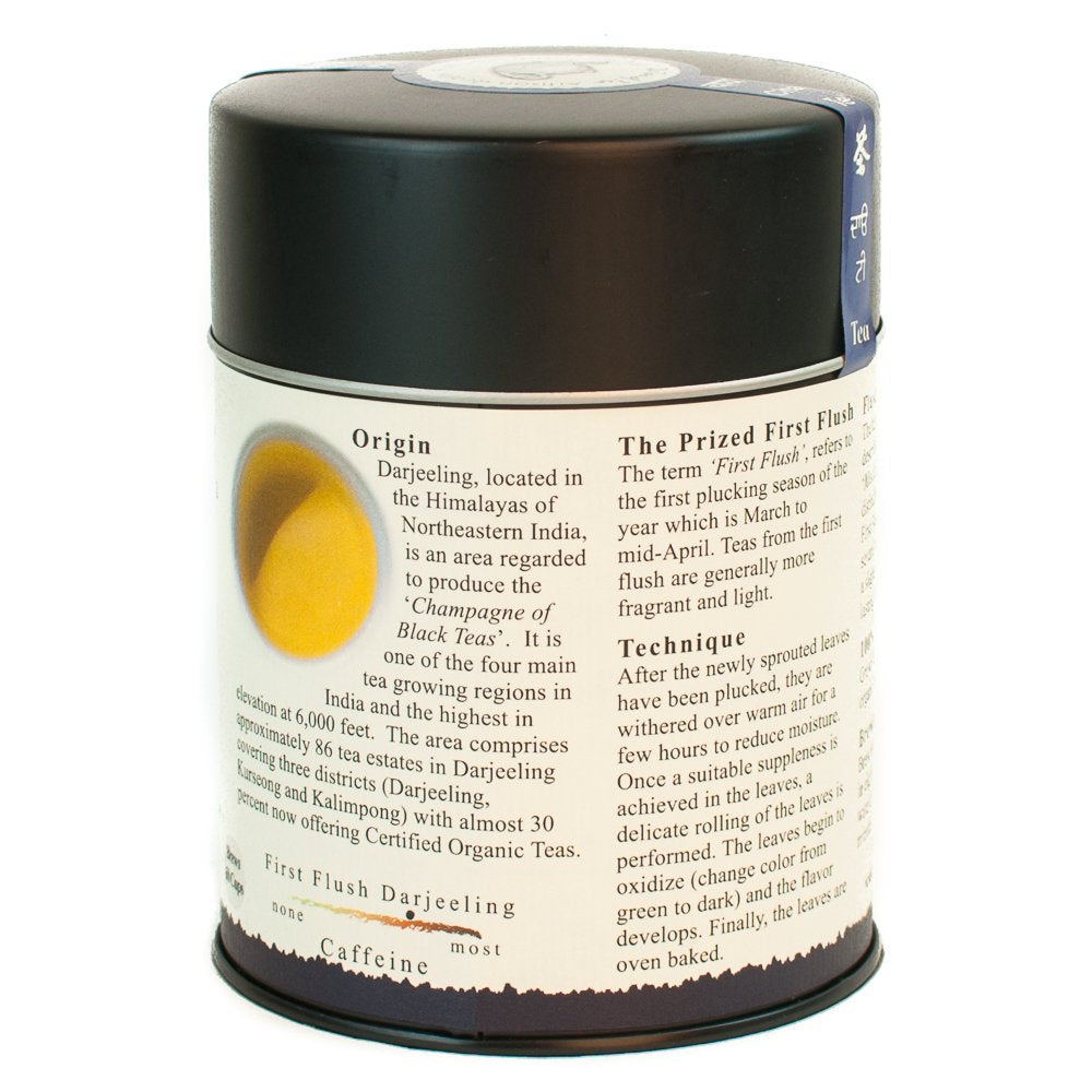 The Tao of Tea Darjeeling loose leaf close-up with delicate tips for aroma.