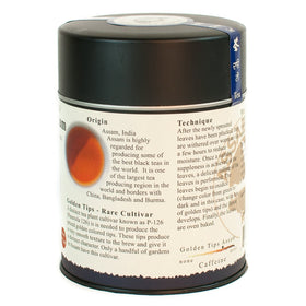 The Tao of Tea Golden Tips Assam brew in a mug shows amber liquor.
