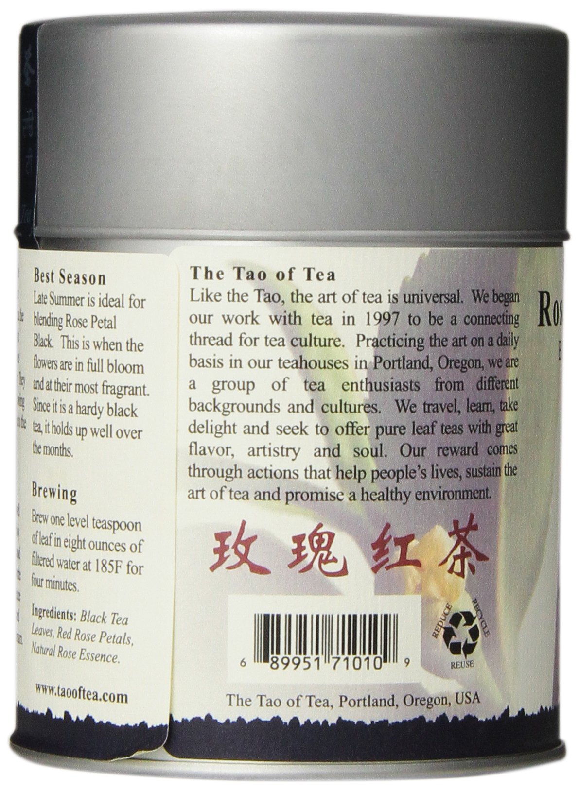 The Tao of Tea Rose Petal Black Tea iced preparation offers a refreshing, fragrant finish.
