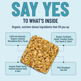 The YES Bar Black Sesame Sea Salt on-the-go snack with portable packaging