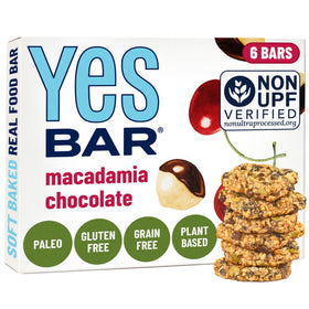 The YES Bar macadamia chocolate pack with soft chew for quick energy.
