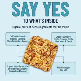 The YES Bar Nut Bars Strawberry Coconut nut mix—almonds, cashews, and macadamias for a rich bite.