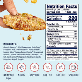 The YES Bar Nut Bars Strawberry Coconut flavor shot suggests fresh strawberry and coconut notes.