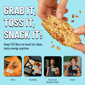 The YES Bar Nut Bars Strawberry Coconut on-the-go use shows easy, mess-free snack.