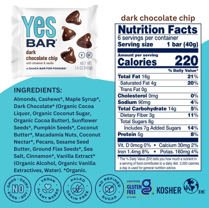 The YES Bar organic maple syrup ingredient shot emphasizes natural sweetness without refined sugar.