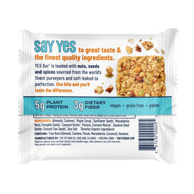 The YES Bar packaging, gluten-free and dairy-free claim, ideal for diverse diets