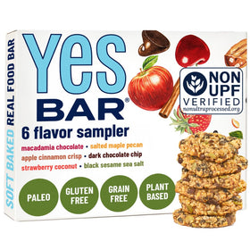 The YES Bar six-flavor variety pack shown for convenient, on-the-go snacking.