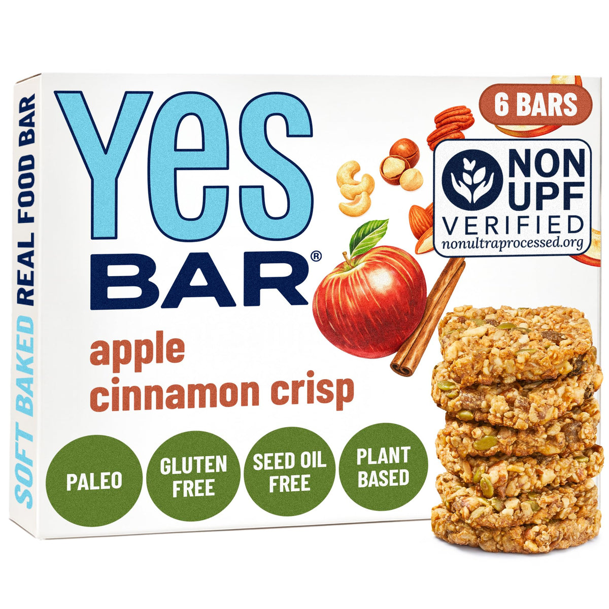 The YES Bar Apple Cinnamon pack for on-the-go snacking with real ingredients.