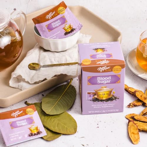 TheCandyCo Blood Sugar Herbal Tea pack close-up shows bags for on-the-go freshness.