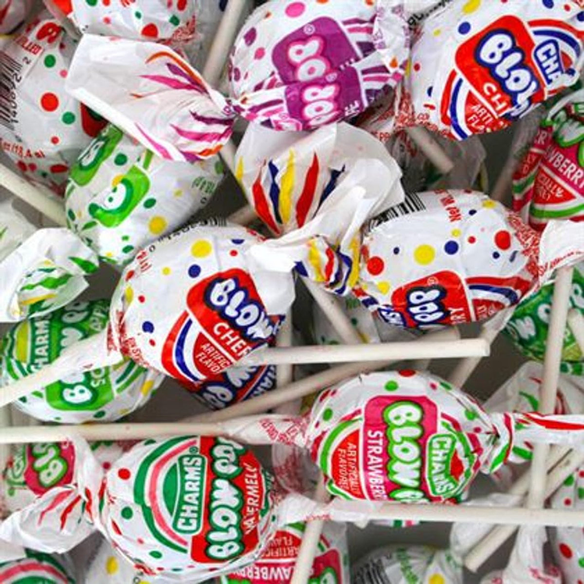 TheCandyCo Blow Pops bulk Strawberry and Cherry flavors, ideal for celebrations.