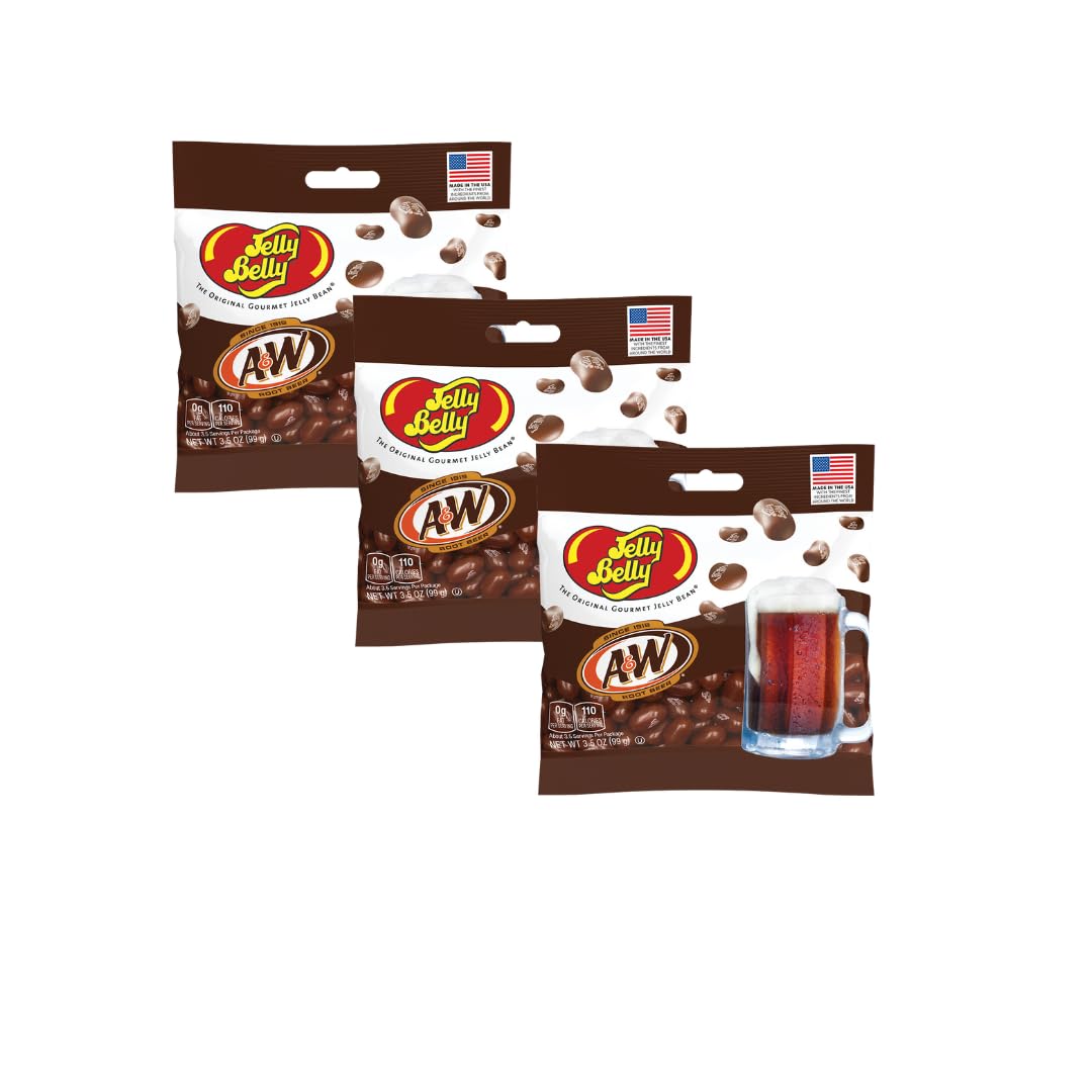 TheCandyCo Jelly Belly A W Root Beer jelly beans front view, ideal for party displays.