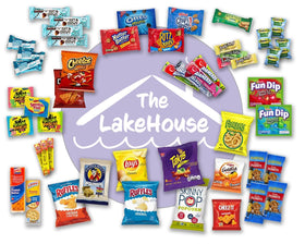 The LakeHouse gift box with snack assortment, ideal for care packages.