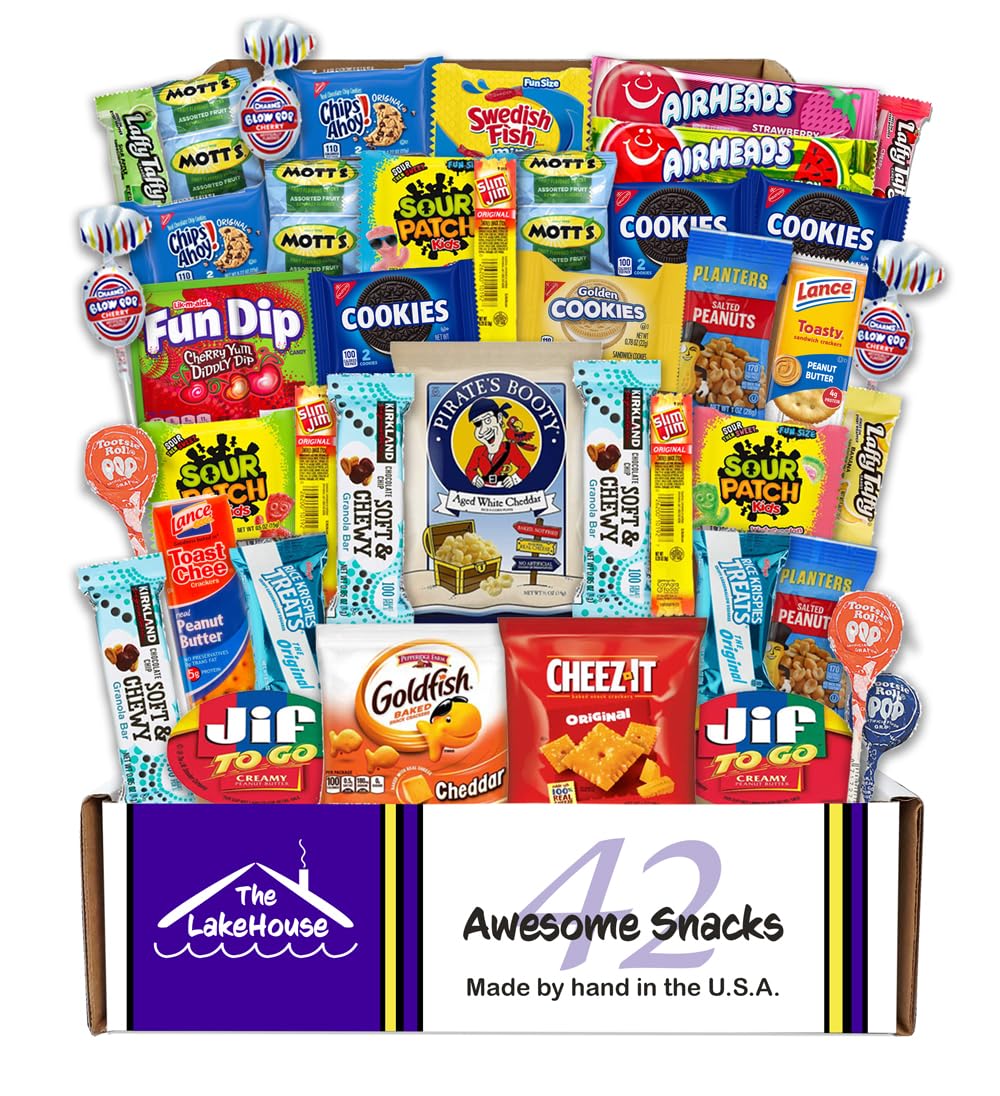 The LakeHouse snacks variety pack for kids 42-count box front, great for gifts.