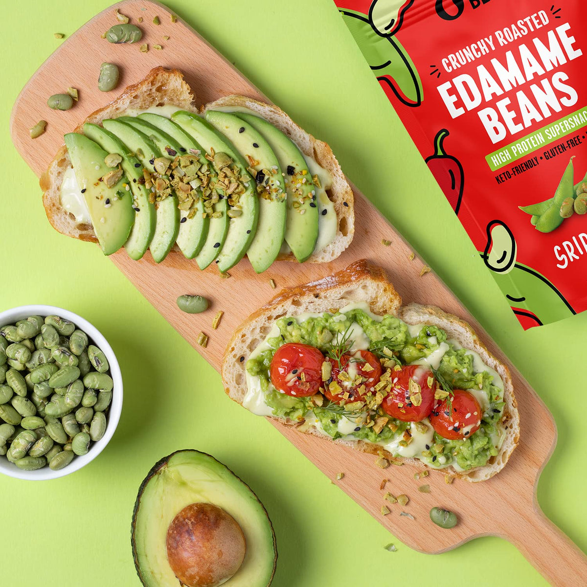 The Only Bean crunchy edamame as a salad topper for extra crunch.
