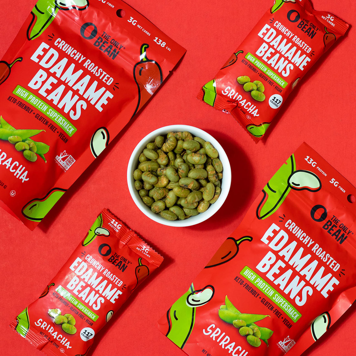 The Only Bean keto-friendly edamame snack with low net carbs, ideal for mindful munching.