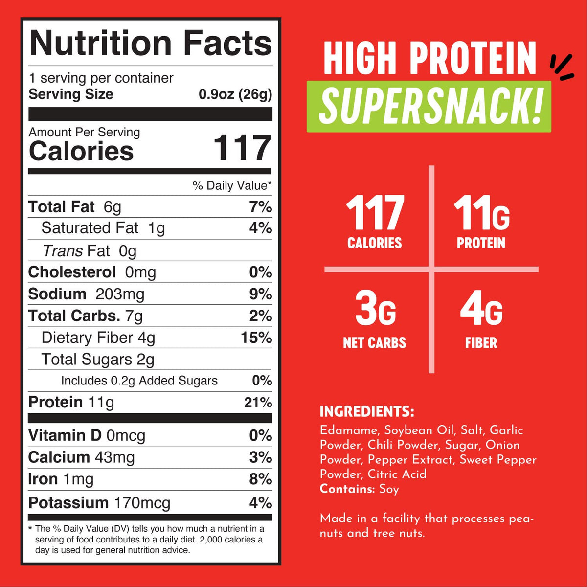 The Only Bean protein edamame snack in a bag, great post-workout fuel.