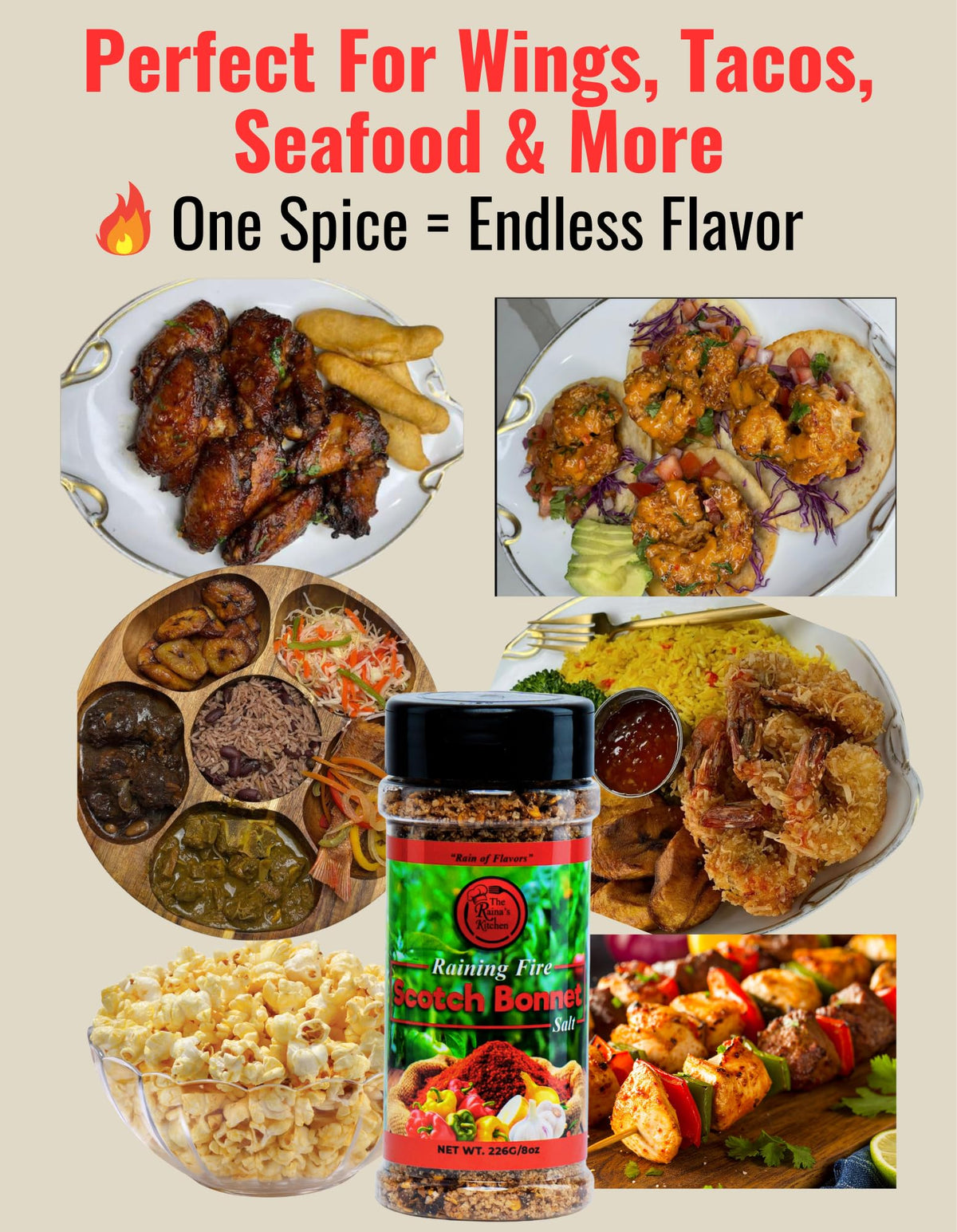 Raina’s Kitchen red pepper flakes shot highlights vibrant spice.