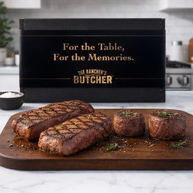 The Rancher's Butcher NY Strip two-pack for grilling and bold beef flavor.