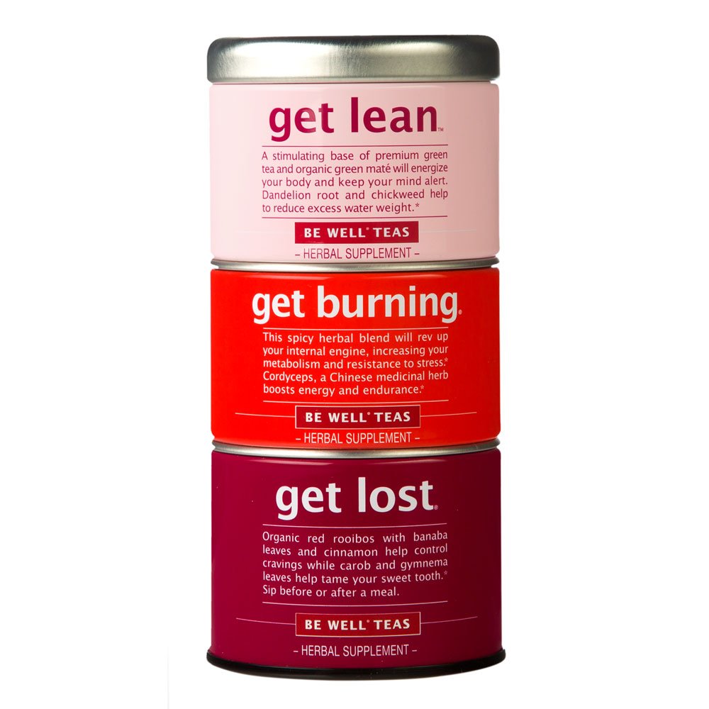 The Republic of Tea Get Lean tea tin showing green tea and maté for a smooth, refreshing sip